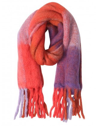 Multi Color Fluffy Scarf  with Bumbbles