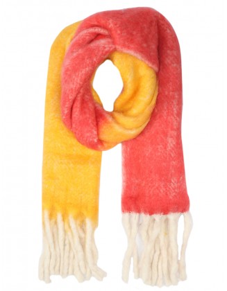 Multi Color Fluffy Scarf with Bumbbles