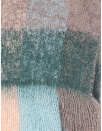 Fluffy Check Scarf  with Fringes