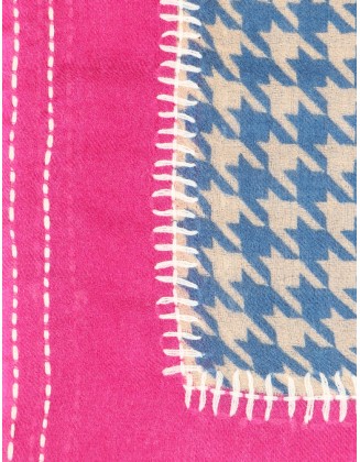 Houndstooth Printed scarf with Row Fringes
