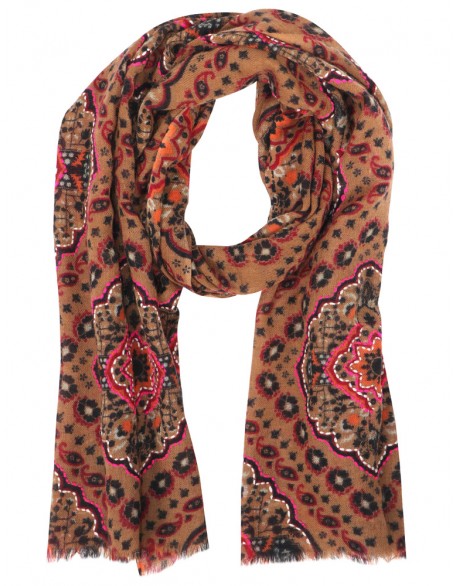 Geometrical Printed scarf with Row Fringes