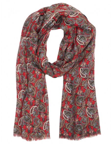 Paisley Printed scarf with Row Fringes