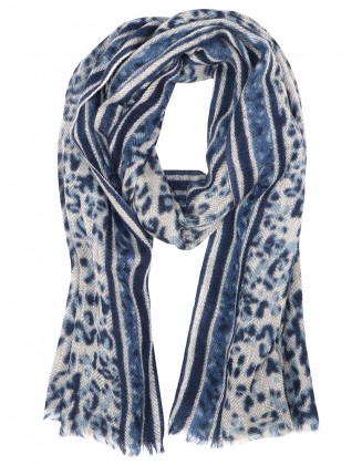 Leopard Printed scarf with Row Fringes