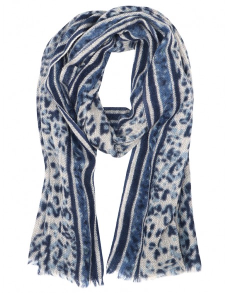 Leopard Printed scarf with Row Fringes
