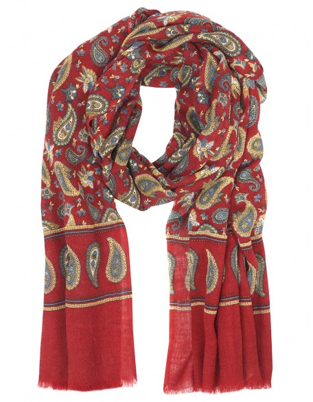 Paisley Printed scarf with Border Row Fringes