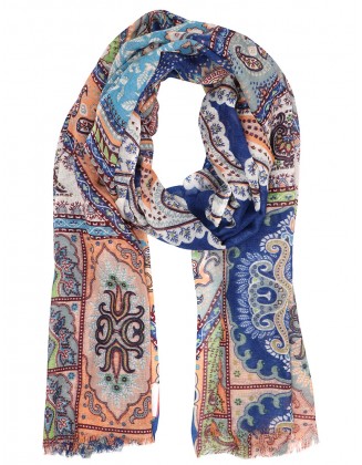 Paisley Printed scarf with Row Fringes