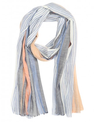 Stripe scarf with Row Fringes