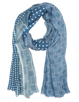 Patch Print scarf with Row Fringes