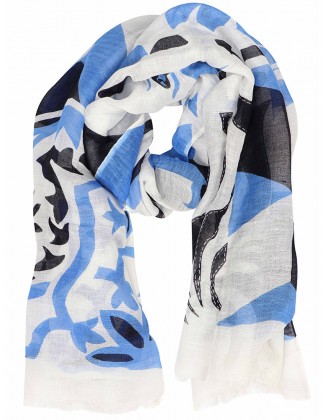 Patch Print scarf with Row Fringes