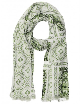 Geometrical Print Scarf with Row Fringes