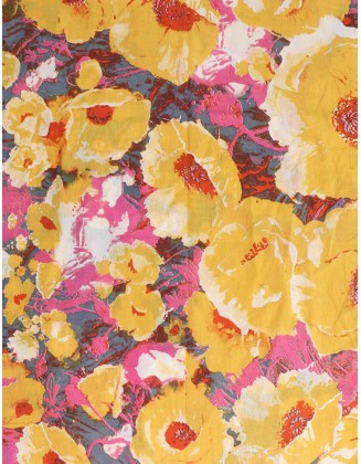 Flower Printed Scarf with Row Fringes