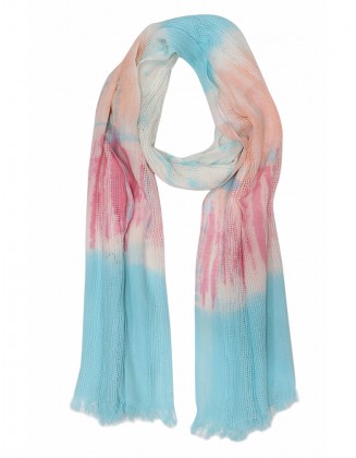 Tie Dye Scarf with Raw Fringes