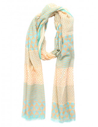 Geometrical Print Scarf with Raw Fringes