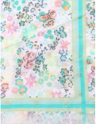Flower Print Scarf With Border