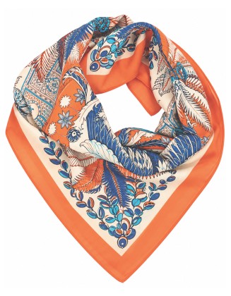 Ornate Bird-of-Paradise Print Square Scarf
