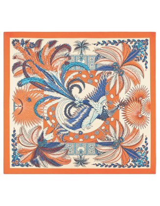 Ornate Bird-of-Paradise Print Square Scarf