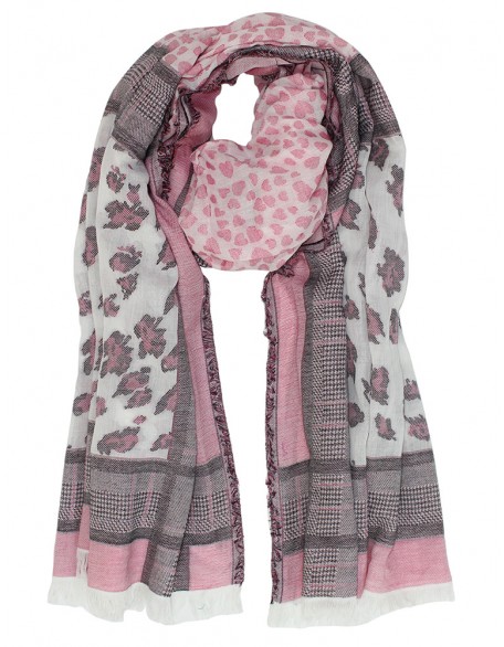 Animal Jacquard Scarf with Row Fringes